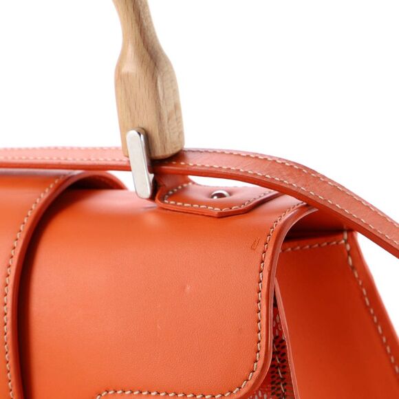Goyard Structured Saigon Top Handle Bag Coated Canvas with Leather Mini Orange - Picture 7 of 10